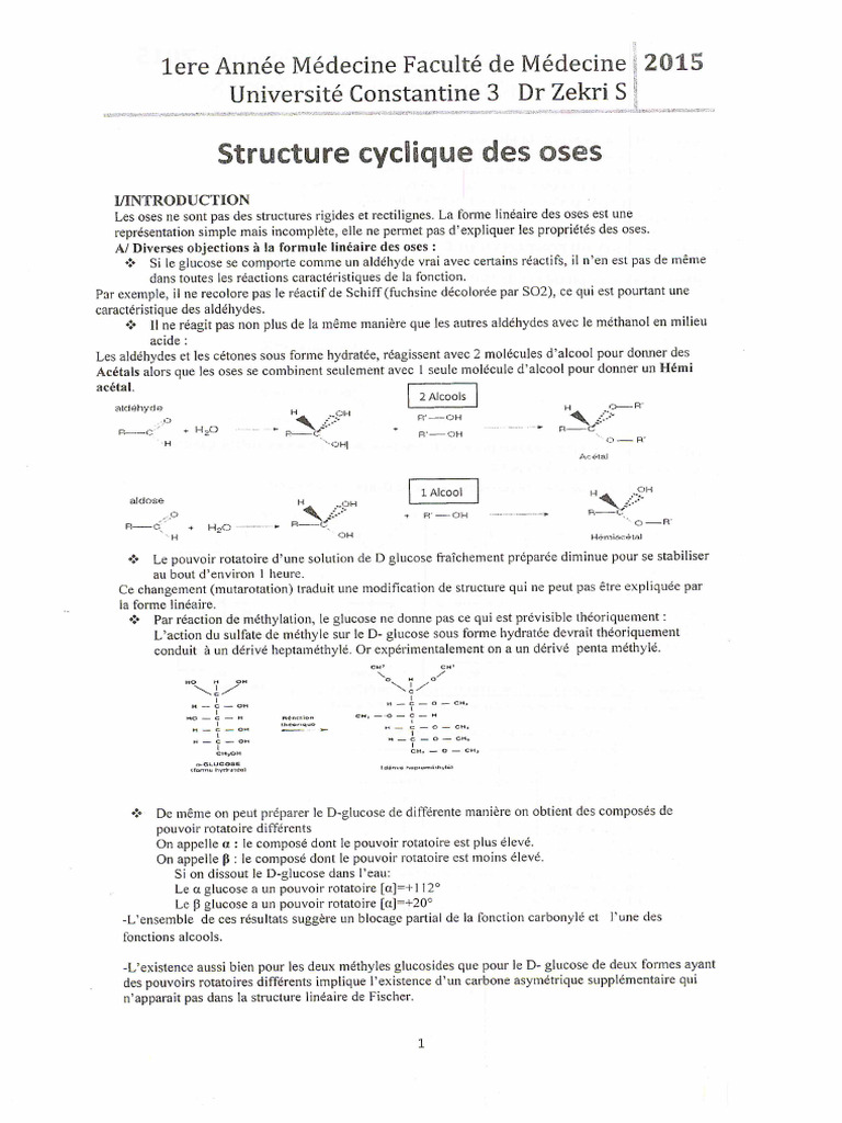 Structure Cyclique Des Oses | PDF