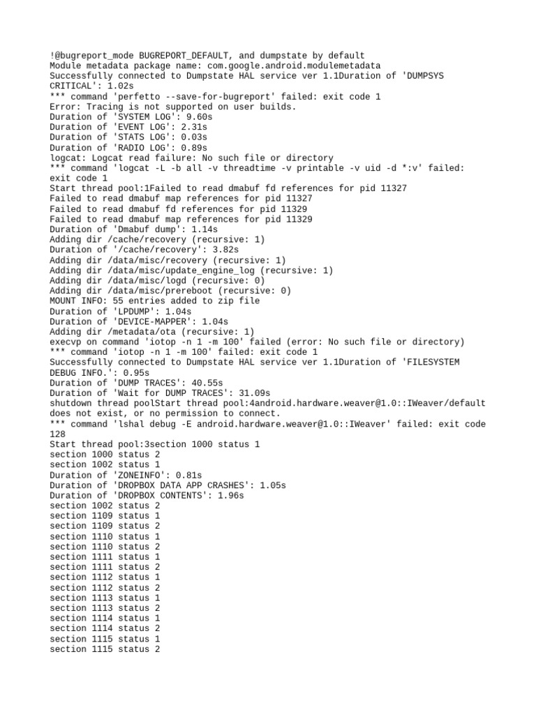 Dumpstate Bug Report Analysis | PDF | Zip (File Format) | Data Management