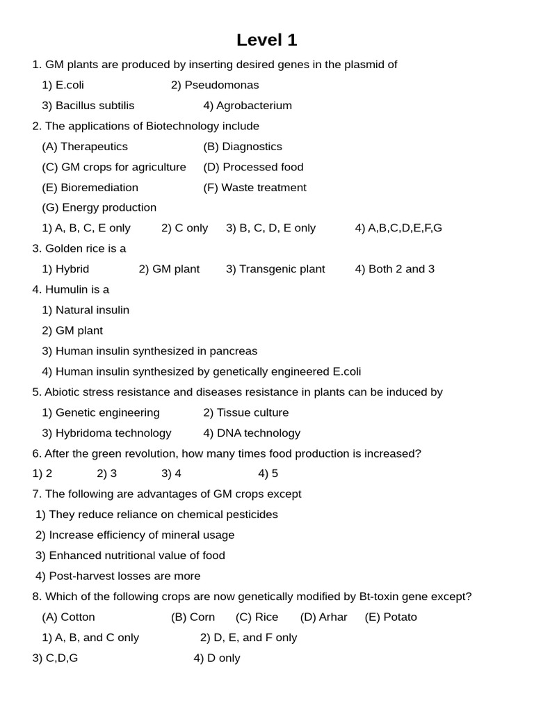 Biotechnology Applications and GM Crops | PDF | Genetic Engineering ...
