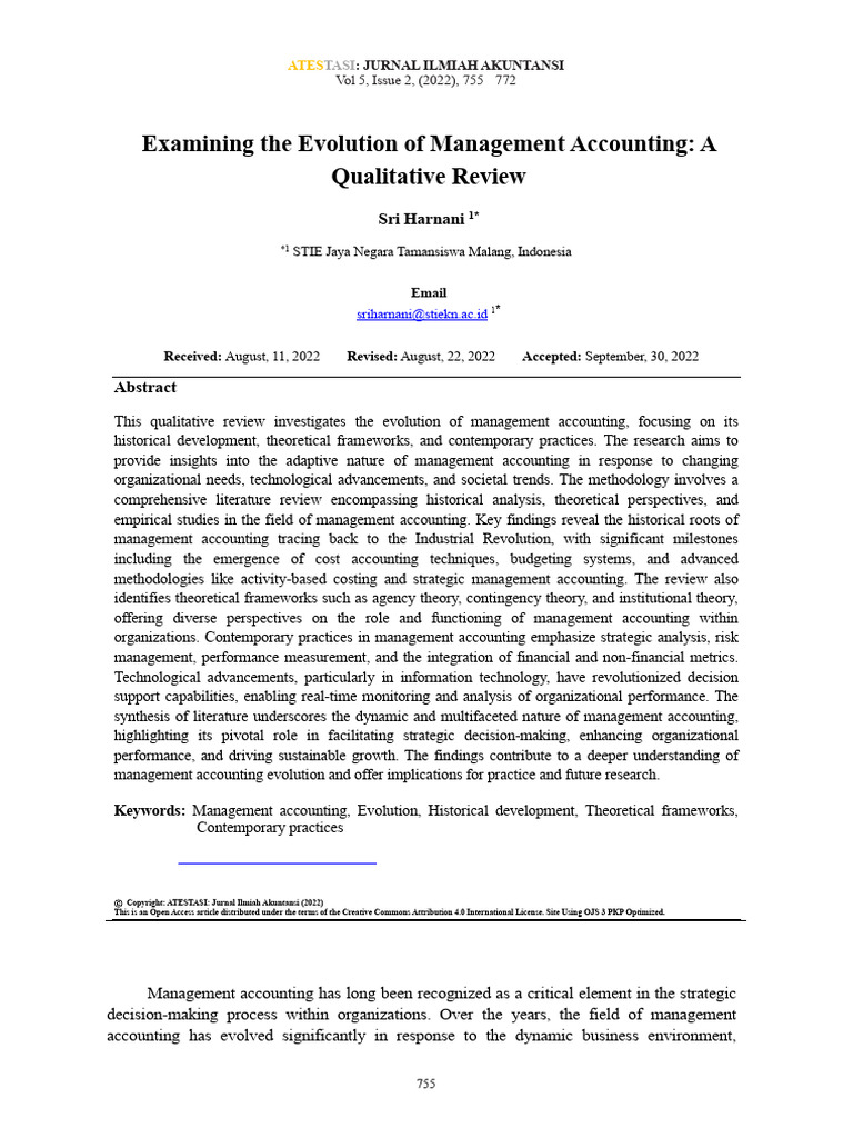 Examining The Evolution of Management Accounting A 529bepq2as | PDF ...