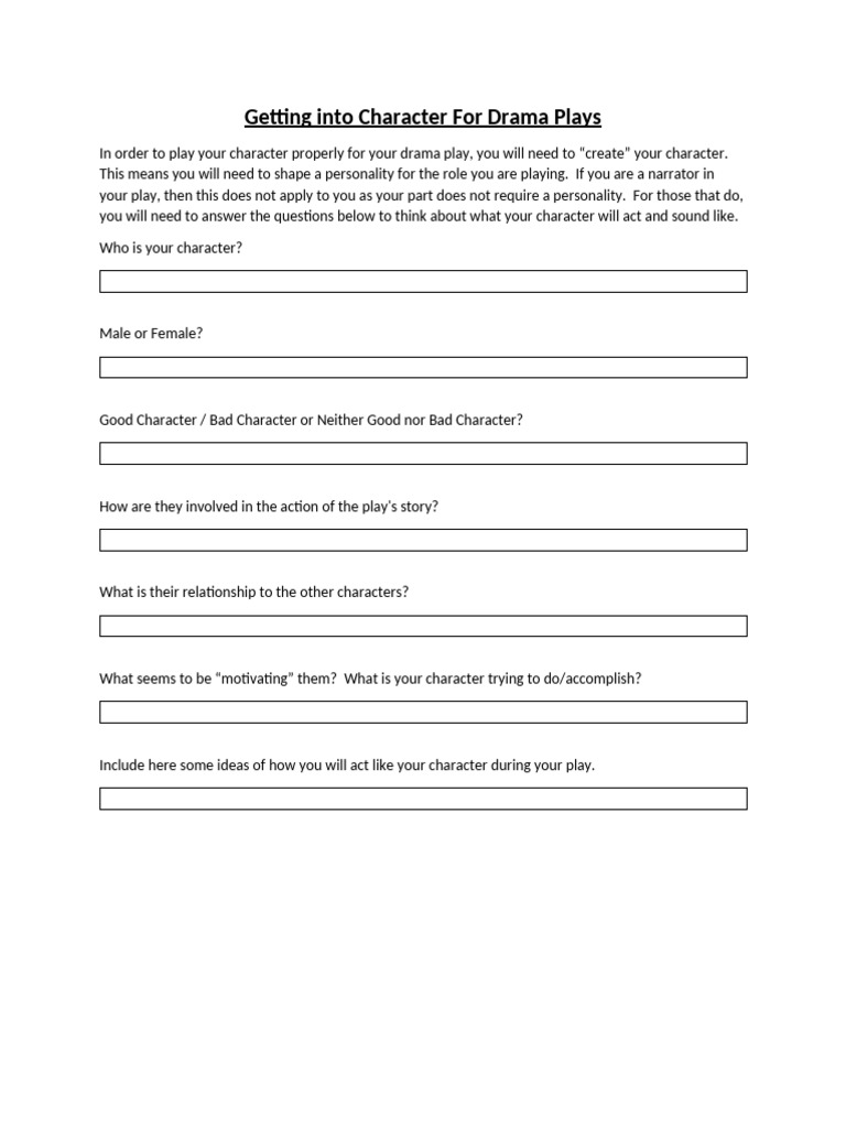 Character Development for Drama Plays | PDF