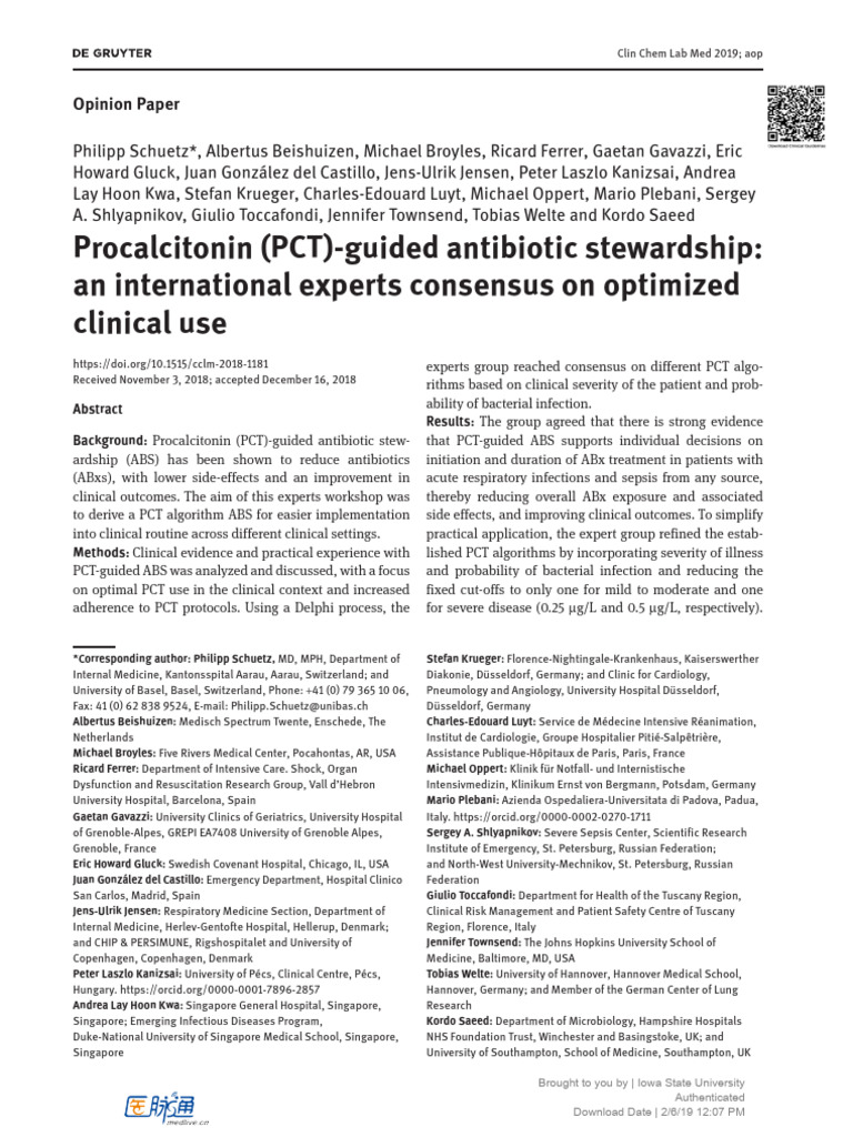 Procalcitonin (PCT) - Guided Antibiotic Stewardship - An International ...