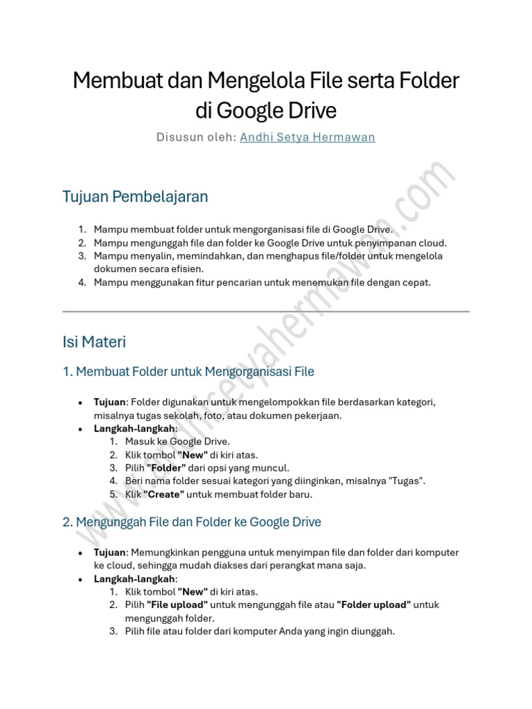 3.2. Membuat Dan Mengelola File Serta Folder Di Google Drive | PDF