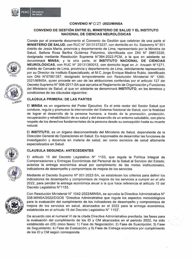Convenio de Gestión MINSA 2023 | PDF | Perú | Hospital