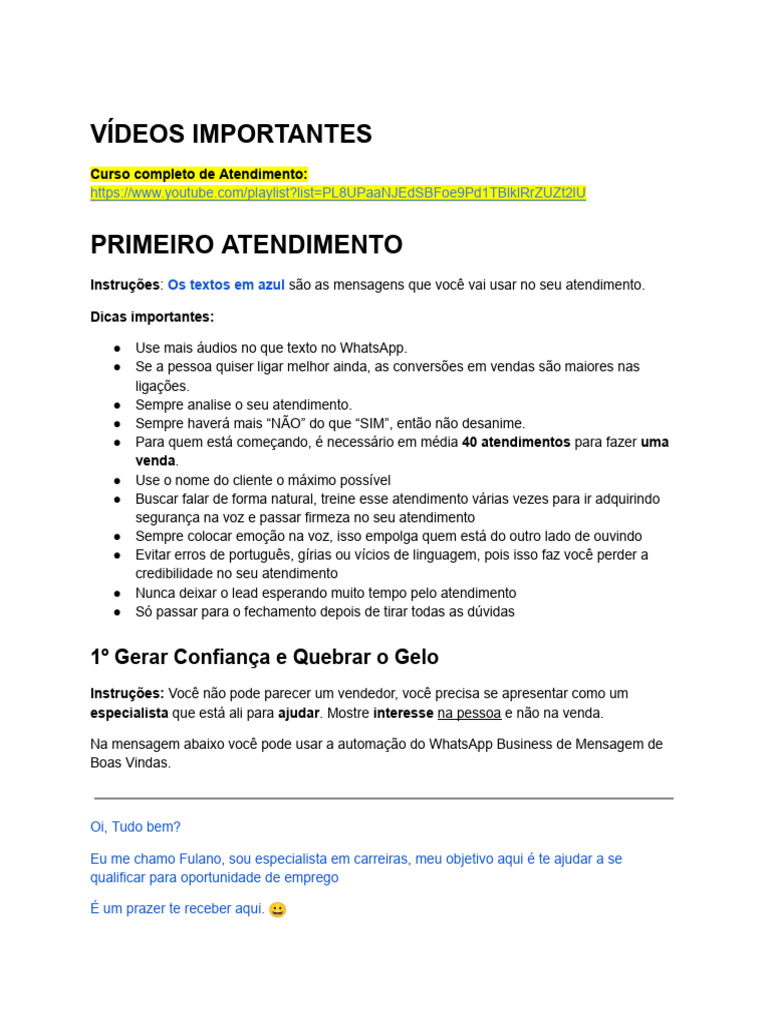 Script de Atendimento 2025 Atualizado | PDF | Desenvolvimento profissional