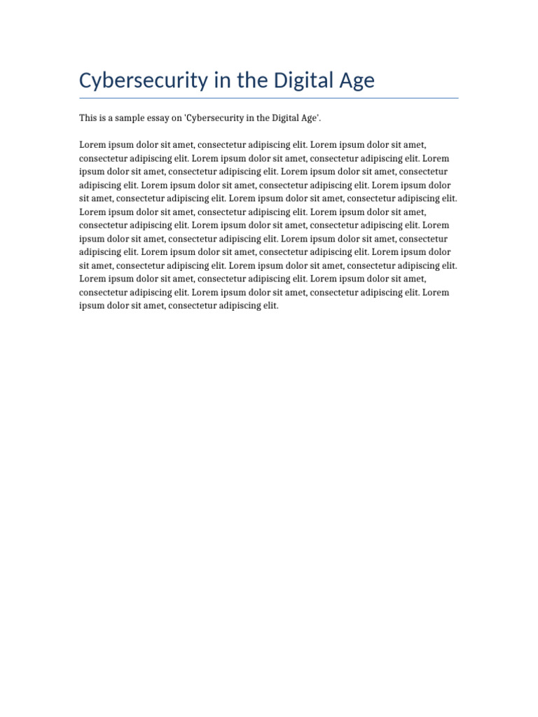 Cybersecurity in the Digital Age Essay | PDF