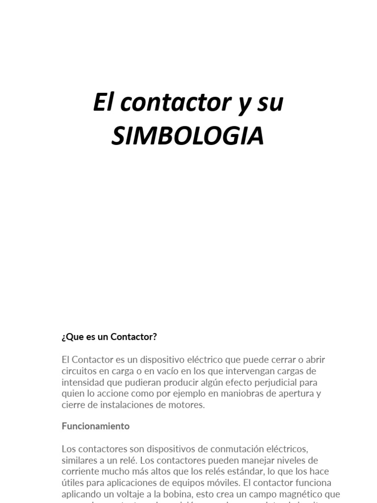 Funcionamiento y simbología del contactor | PDF