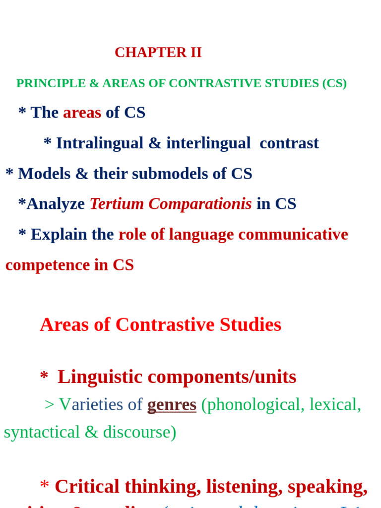Contrastive Studies: Principles & Models | PDF | Second Language ...