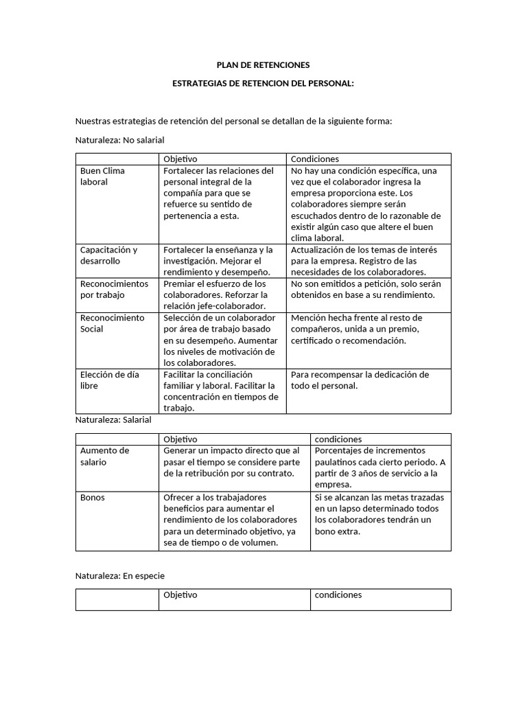 Estrategias De Retención De Personal Pdf Salario Economias
