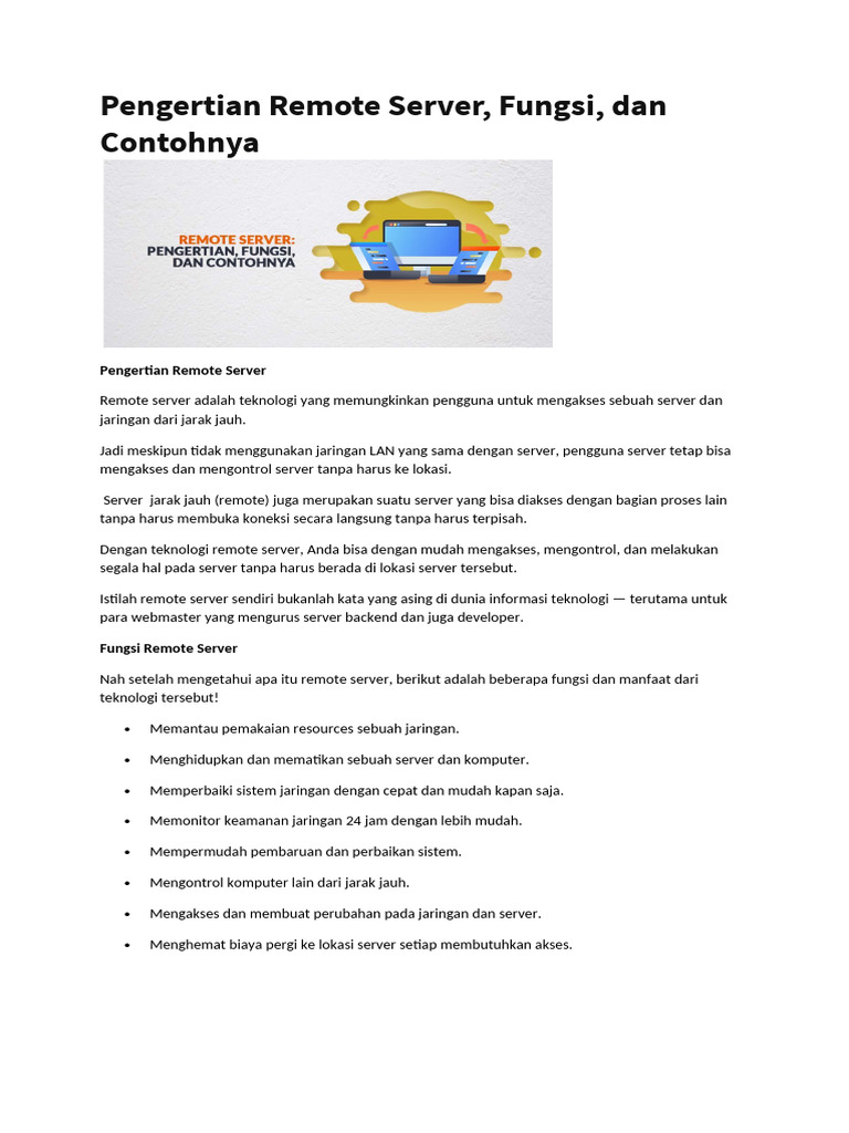 Pengertian dan Fungsi Remote Server | PDF