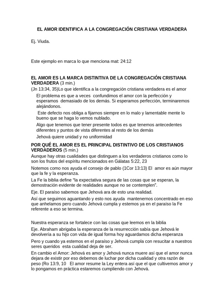 El Amor en la Congregación Cristiana | PDF | Jesús | Amor