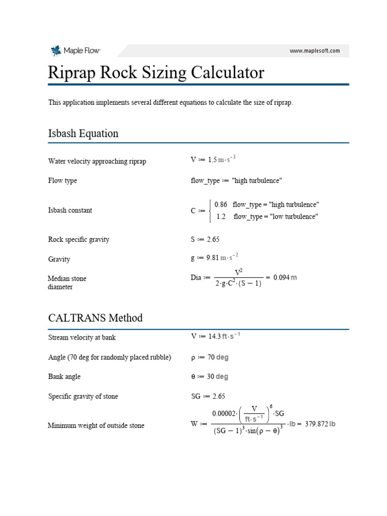 Isbash Equation for Riprap Sizing | PDF | Mechanics | Motion (Physics)