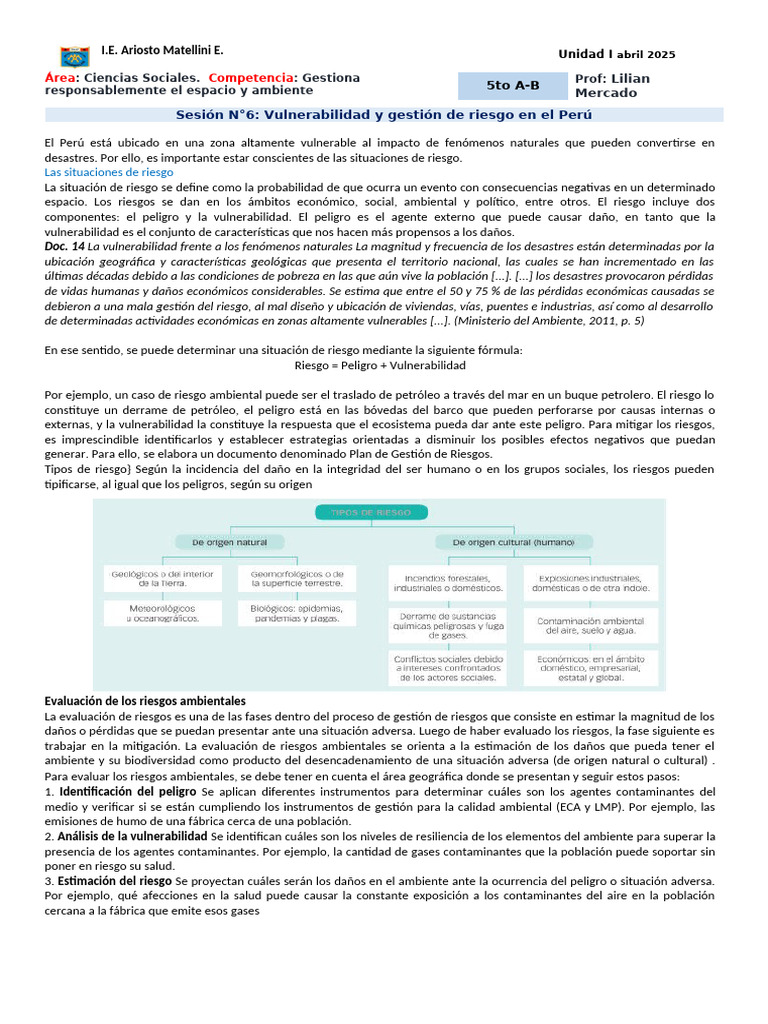 Gestión de Riesgos y Vulnerabilidad en Perú | PDF | Riesgo | Contaminación