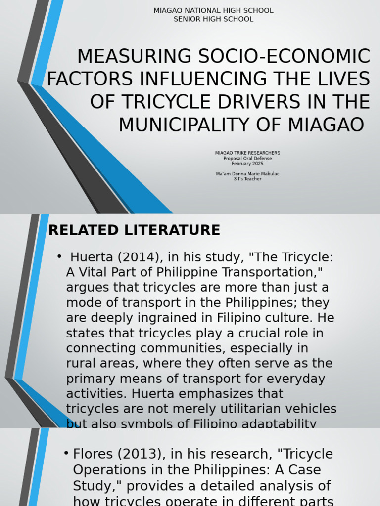 Socio-Economic Factors of Tricycle Drivers | PDF | Traffic Congestion ...
