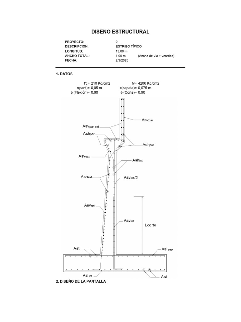 Diseño Estructural de Estribo Típico | PDF