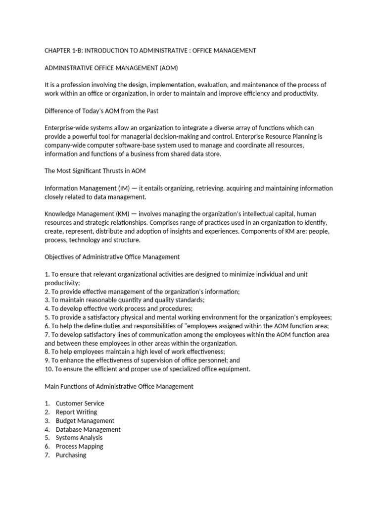 Introduction to Administrative Office Management | PDF | Information ...