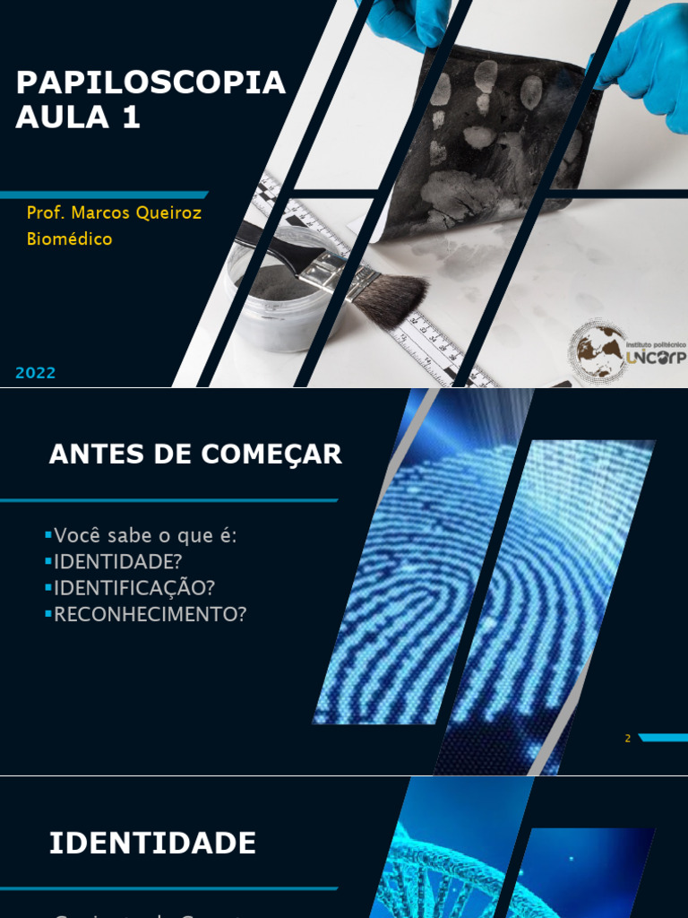 Introdução à Papiloscopia e Identificação | PDF | Impressão digital ...