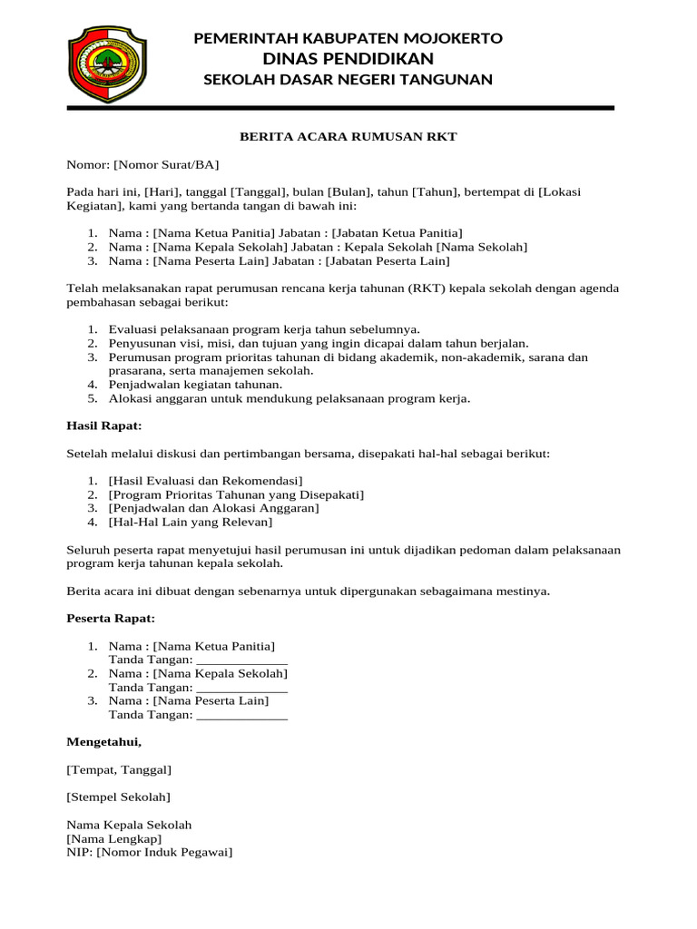 RKT Sekolah Dasar Negeri Tangunan | PDF