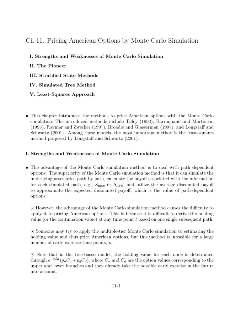 Pricing American Options via Monte Carlo | PDF | Option (Finance ...