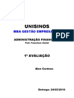 Adm Financeira - Avaliação 1 - Alex Cardoso