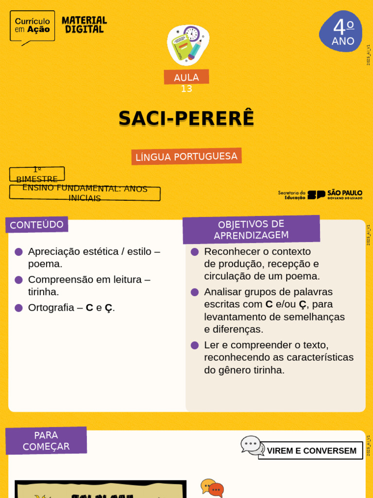 Poemas e Travessuras do Saci-Pererê | PDF