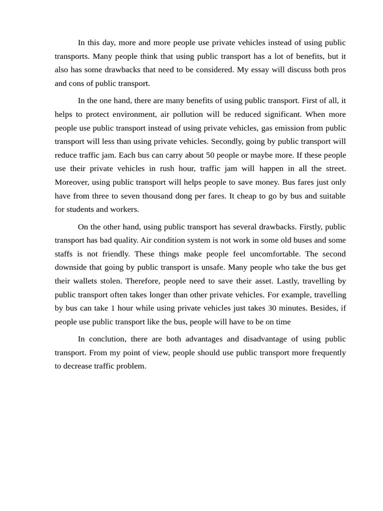 Pros And Cons Of Public Transport Pdf