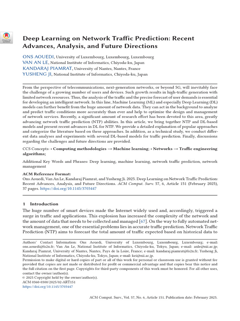 Deep Learning for Network Traffic Prediction | PDF | Machine Learning ...