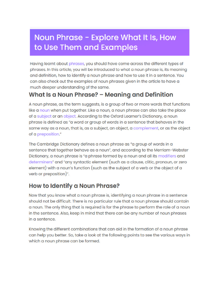 Noun Phrase | PDF