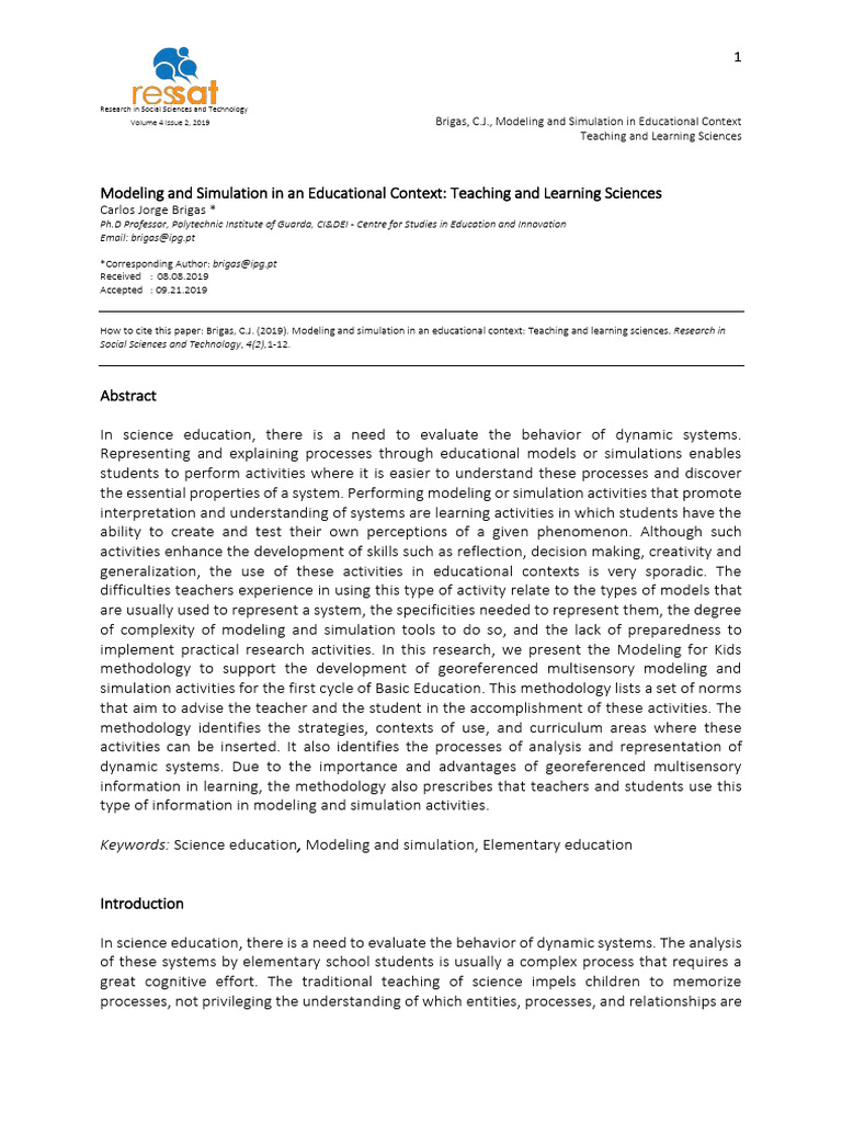 Modeling and Simulation in Education | PDF | Methodology | Simulation