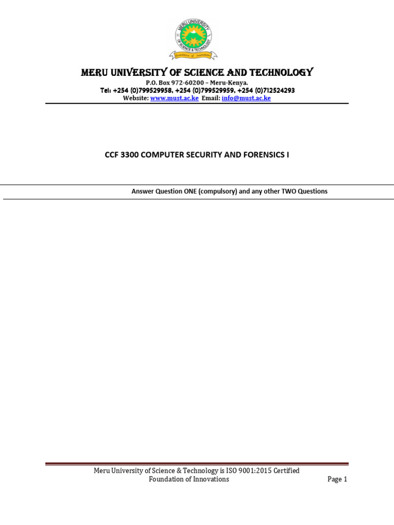 Meru University Computer Forensics Exam | PDF | Computer Forensics ...