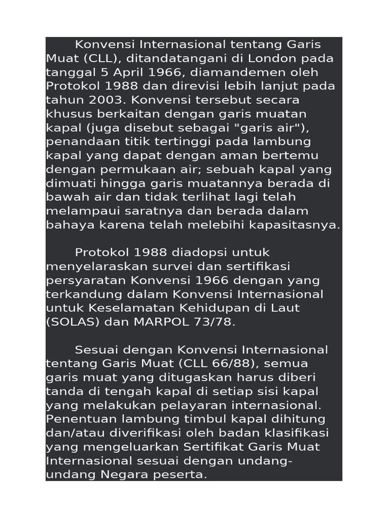 Konvensi Garis Muat Internasional 1966 | PDF