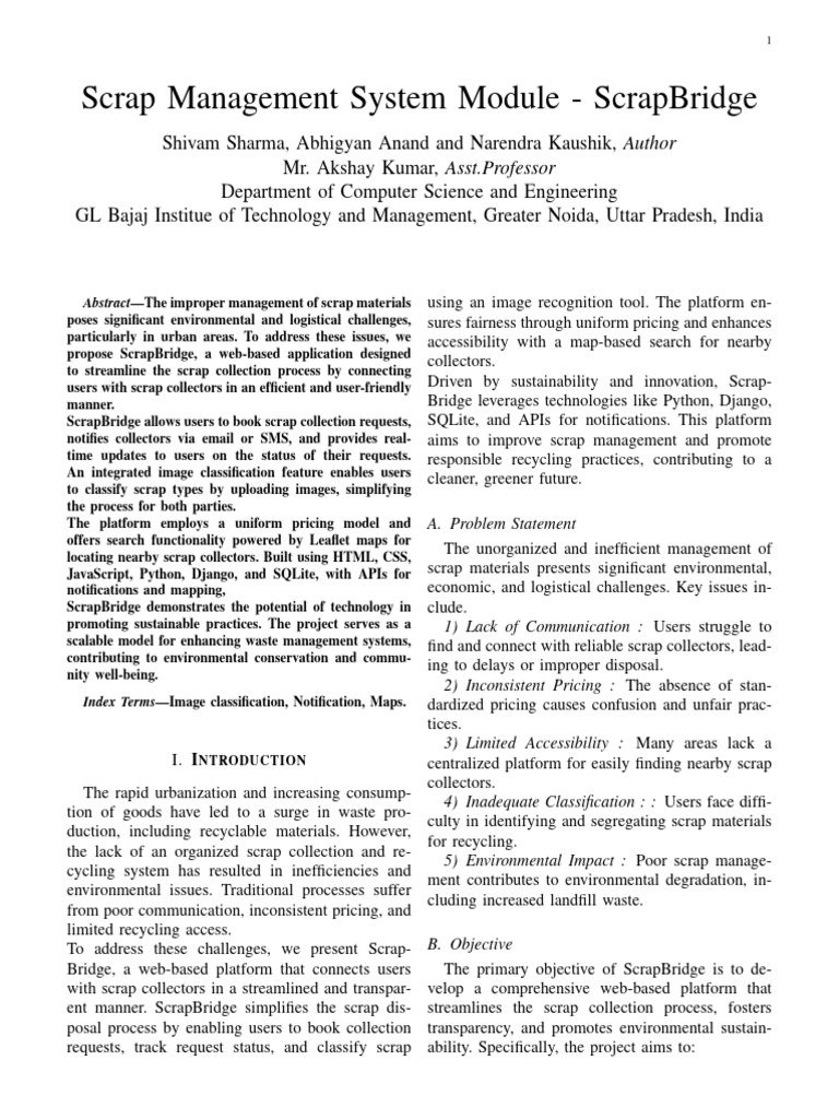 ScrapBridge: Efficient Scrap Management System | PDF | Scrap ...