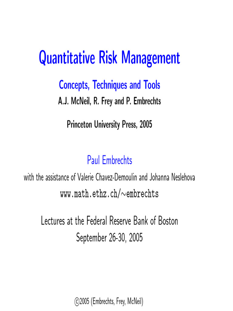 Quantitative Risk Management Techniques | PDF | Value At Risk | Risk