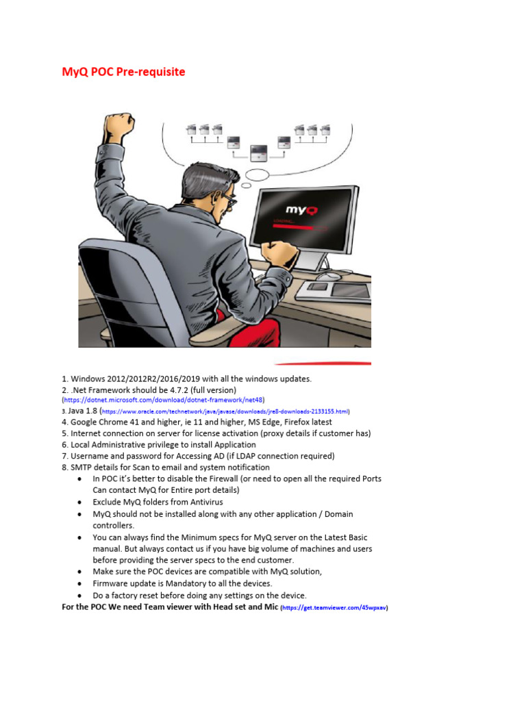 MyQ POC System Requirements Guide | PDF