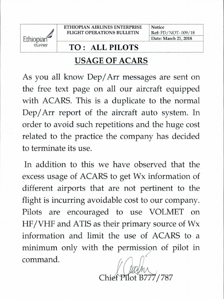 Usage of ACARS | PDF