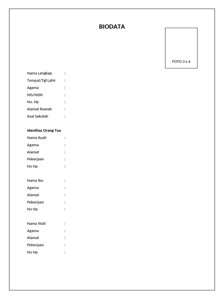 Format Biodata | PDF