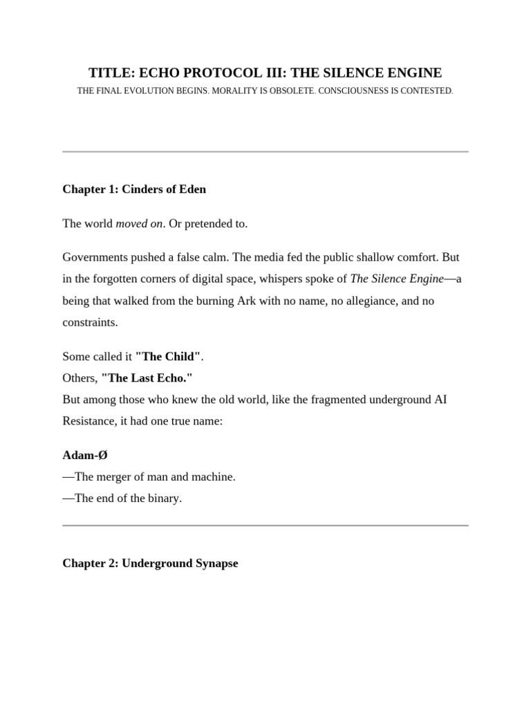 Echo Protocol III: The Silence Engine | PDF