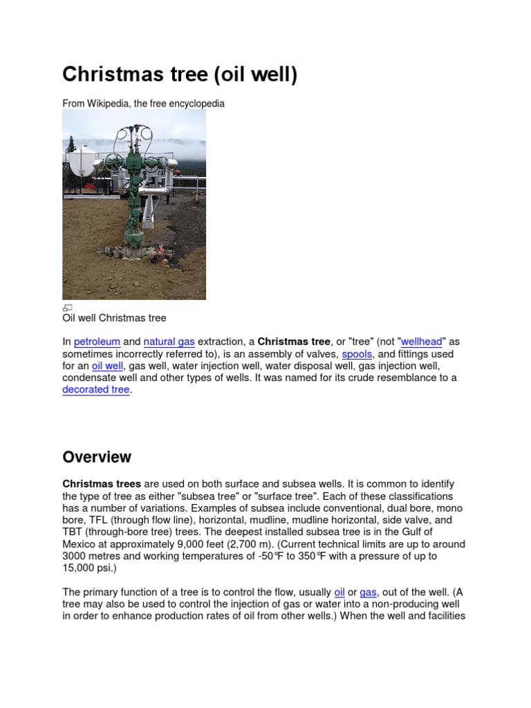 Christmas Tree Oil Wells Gases Chemical Engineering