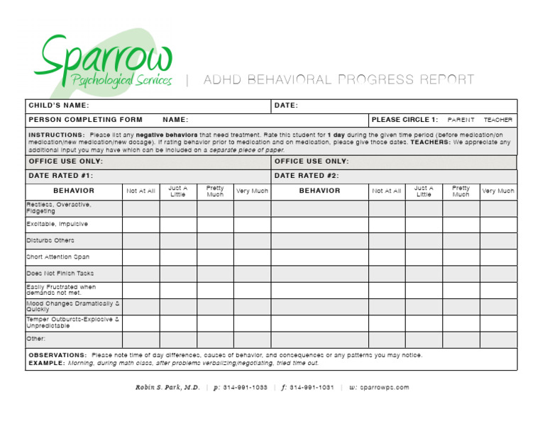 Behavioral Progress Report Template | PDF