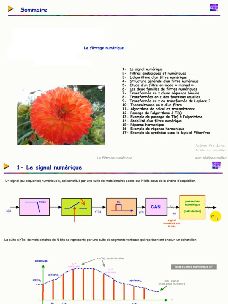 Traitements Numeriques Du Signal - 3 Filtrage Numerique - Transfromée ...