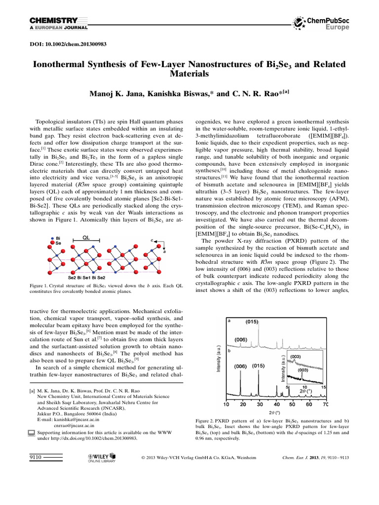 Chemistry A European J - 2013 - Jana - Ionothermal Synthesis of Few ...