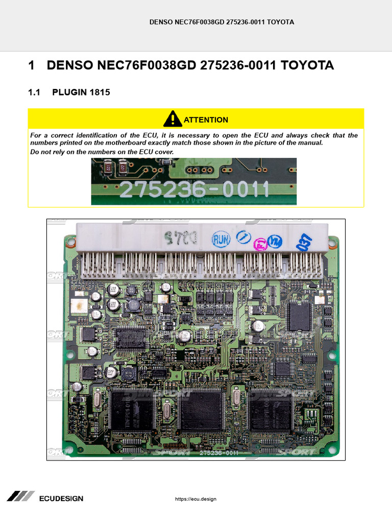 Denso ECU Pinout for Toyota 275236 | PDF | Manufactured Goods