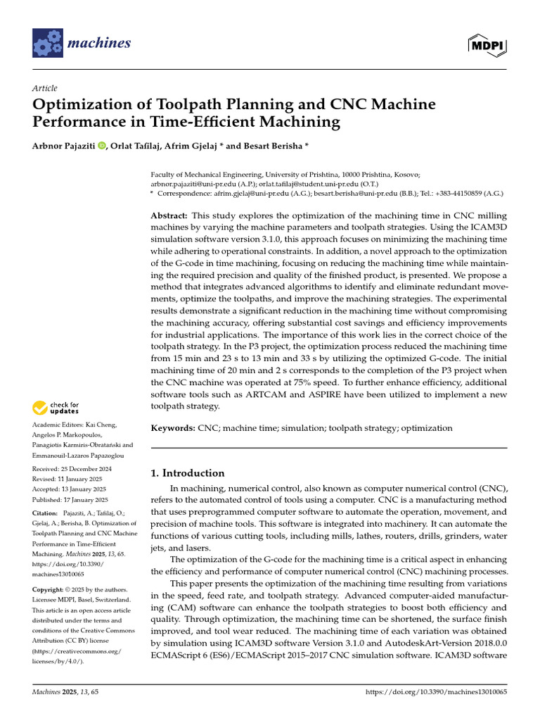 Machines 13 00065 | PDF | Machine Tool | Numerical Control