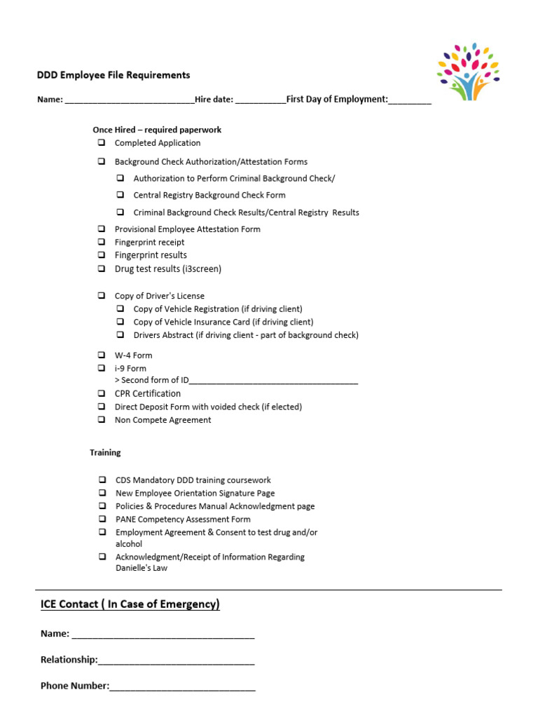 DDD Employee File Requirements Checklist | PDF | Identity Document ...