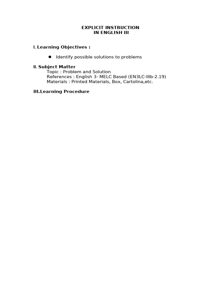 Explicit - Problem and Solution | PDF | Teachers | Teaching