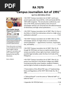 RA 7079 "Campus Journalism Act of 1991" (PDF; April 16, 2025 Edition)