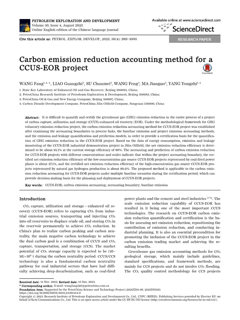 1 s2.0 S1876380423604446 Main | PDF | Carbon Capture And Storage ...