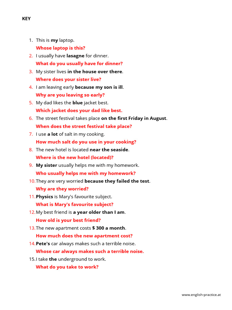 ENGLISH Key | PDF