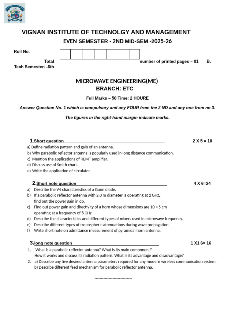 Microwave Engineering 2internalfinal Pdf