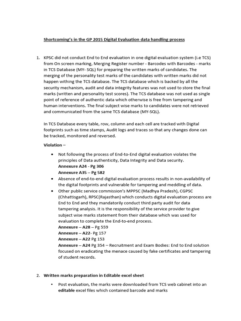 Shortcomings in GP 2015 Exammination | PDF | Databases | Computing